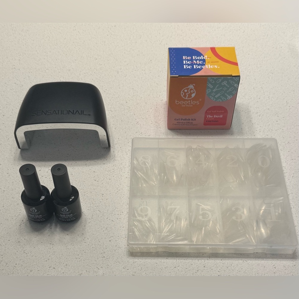 New DIY Nail Kit with LED Lamp, Glue, Gel Polish, and Nails